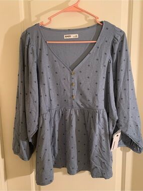 Sonoma Light Blue Floral Button-Front Top